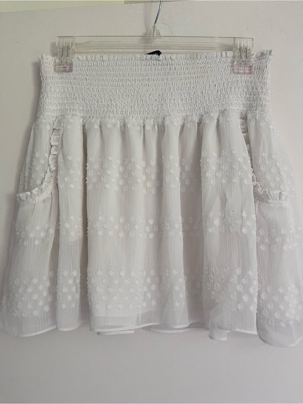 Ramy Brook White Embroidered Smocked Mini Skirt